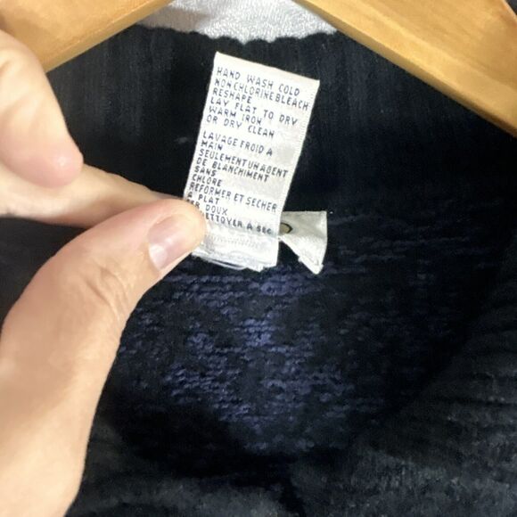 Vintage Cardigan Sweater Large Black Lambswool Silk Floral Embroidered 3D Talbot - Picture 14 of 16